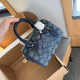 Blue Casual Street Letters Patchwork Zipper Contrast Bags