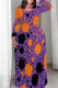 Orange Purple Elegant Print Patchwork O Neck Long Plus Size Dresses