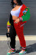 Black and red Fashion Casual Patchwork Patchwork Cardigan Long Sleeve Regular Sleeve Regular Two Pieces
