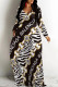 Zebra Casual Leopard Print Zebra Print Letters Pocket Contrast O Neck Printed Dresses