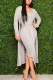 Grey Fashion Sexy adult Ma'am Solid Two Piece Suits pencil Long Sleeve Two Pieces