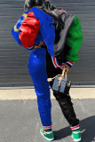Black and red Fashion Casual Patchwork Patchwork Cardigan Long Sleeve Regular Sleeve Regular Two Pieces
