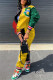 Black yellow Fashion Casual Patchwork Patchwork Cardigan Long Sleeve Regular Sleeve Regular Two Pieces