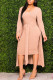Pink Fashion Sexy adult Ma'am Solid Two Piece Suits pencil Long Sleeve Two Pieces