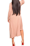 Pink Fashion Sexy adult Ma'am Solid Two Piece Suits pencil Long Sleeve Two Pieces