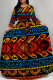 Colour Elegant Print Patchwork Strap Design O Neck Long Dresses