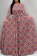 Red Elegant Print Patchwork Strap Design O Neck Long Dresses