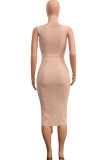 Pink Fashion Sexy adult Ma'am Solid Two Piece Suits pencil Long Sleeve Two Pieces