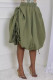 Army Green Casual Solid Color Draw String Patchwork Loose High Waist Patchwork Bottoms