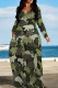 Green Casual Print Patchwork O Neck Long Dresses