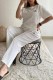 White Casual Solid Color Embossed O Neck Short Sleeve Two Pieces