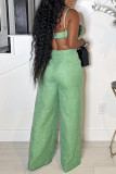 White Sexy Solid Color Backless Spaghetti Strap Sleeveless Two Pieces