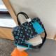 Blue Black Casual Street Letters Patchwork Zipper Contrast Bags