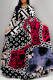 Blue Elegant Floral Print Letters Leopard Lace Up Contrast O Neck Printed Dresses