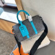 Blue Gray Casual Street Letters Patchwork Zipper Contrast Bags