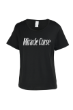 Black Casual Street Cartoon Print Letters O Neck T-Shirts