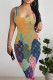 Colour Casual Letter Print Gradient Contrast U Neck Printed Dresses