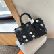 Black Casual Daily Polka Dot Letters Patchwork Zipper Contrast Bags