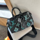 Blue Black Street Daily Graffiti Print Letters Patchwork Zipper Contrast Bags