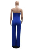Green Casual Solid Color Backless Strapless Bodycon Jumpsuits