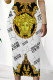 White Casual Street Figure Print Letters Patchwork Contrast Regular High Waist Full Print Bottoms