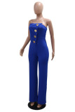 Green Casual Solid Color Backless Strapless Bodycon Jumpsuits