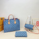 The cowboy blue Casual Street Letters Patchwork Chains Contrast Bags