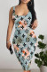 Baby Blue Casual Letter Print Gradient Contrast U Neck Printed Dresses