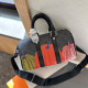 Gray Orange Street Daily Graffiti Print Letters Patchwork Zipper Contrast Bags