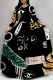 Leopard Print Elegant Floral Print Letters Leopard Lace Up Contrast O Neck Printed Dresses