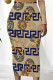 Light Brown Casual Street Figure Print Letters Patchwork Contrast Regular High Waist Full Print Bottoms