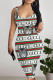 White Green Sexy Plaid Animal Print Letters Contrast U Neck Printed Dresses