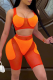 Orange Sexy Solid Mesh Square Collar Sleeveless Two Pieces
