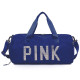 Deep Blue Casual Sportswear Hot Drilling Patchwork Zipper Bags