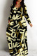 Brownness Casual Print Basic V Neck Long Dresses