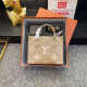 White Khaki Casual Street Letters Patchwork Contrast Embossed Bags