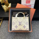 White Purple Casual Street Letters Patchwork Contrast Embossed Bags