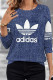 Blue Casual Street Letters Faux Denim Print O Neck Tops