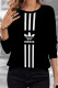 Black Casual Street Letters Faux Denim Print O Neck Tops