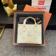 White Blue Casual Street Letters Patchwork Contrast Embossed Bags