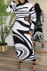 Black Casual Stripe Hollow Out Patchwork Slit O Neck Wrapped Skirt Dresses