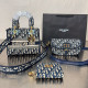 Blue Casual Street Letters Patchwork Metal Accessories Trim Contrast Bags