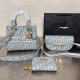 Light Blue Casual Street Letters Patchwork Metal Accessories Trim Contrast Bags