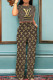 Brown Casual Letters Pocket Patchwork O Neck Sleeveless Two Pieces