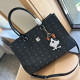 Black Street Daily Letters Patchwork Contrast Adjustable Bags