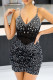 Black Sexy Sequins Patchwork Backless Zipper Spaghetti Strap Sling Dresses
