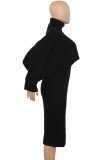 Purple Elegant Solid Patchwork Turtleneck Long Sleeve Two Pieces