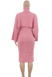 Purple Elegant Solid Patchwork Turtleneck Long Sleeve Two Pieces