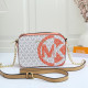 White Orange Street Letters Patchwork Zipper Bags