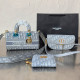 Baby Blue Casual Street Letters Patchwork Metal Accessories Trim Contrast Bags